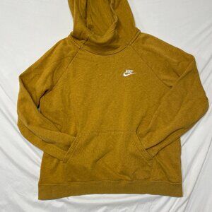 Mustard colored mini cowel neck Nike hoodie